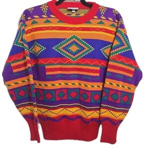 Vintage‎ Meister Retro Southwestern Geometric Aztec Sweater Men's Size Small